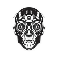 cyborg maestro, Vintage ▾ logo linea arte concetto nero e bianca colore, mano disegnato illustrazione vettore