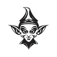 elfo, Vintage ▾ logo linea arte concetto nero e bianca colore, mano disegnato illustrazione vettore