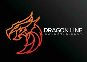 Drago logo design linea arte colorato vettore