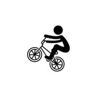 motociclista salto icona. acrobazia bicicletta vettore. all'aperto attività. estremo sport cavaliere. freestyle ciclista illustrazione. vettore