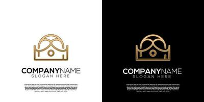 vettore d'oro corona m lettera logo. creativo logo ispirazione