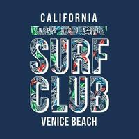 Surf club su spiaggia tema grafica disegno, fare surf tipografia, t camicia vettori, estate avventura vettore