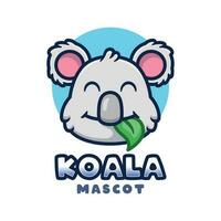 carino koala logo portafortuna con foglia nel bocca. vettore