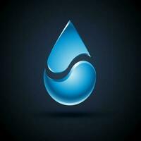 vettore astratto blu acqua far cadere logo design con ombra su buio sfondo.