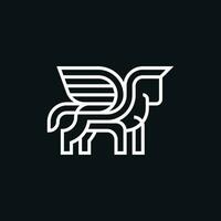 elegante pegaso. minimalista linea moderno, Pegasus linea logo simbolo design illustrazione. vettore