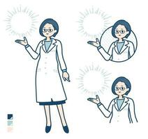 un' donna medico nel un' laboratorio cappotto con manipolando leggero immagini vettore