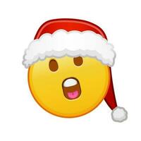 Natale viso con Aperto bocca grande dimensione di giallo emoji Sorridi vettore