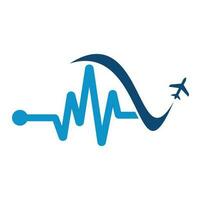 pulse viaggio logo modello design vettore. cuore battere e aereo vettore logo design icona.