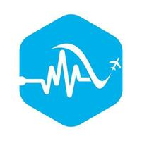 pulse viaggio logo modello design vettore. cuore battere e aereo vettore logo design icona.