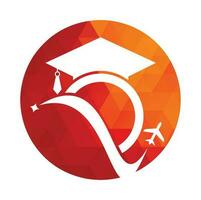 studia viaggio logo design modello. formazione scolastica cappello e aria aereo logo design logo. vettore