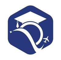 studia viaggio logo design modello. formazione scolastica cappello e aria aereo logo design logo.. vettore