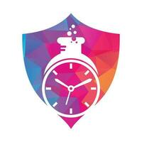 tempo laboratorio logo vettore design. orologio laboratorio logo icona vettore design.