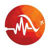 pulse viaggio logo modello design vettore. cuore battere e aereo vettore logo design icona.