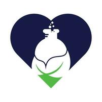 eco laboratorio cuore forma concetto logo modello design vettore. naturale laboratorio logo disegni concetto. vettore