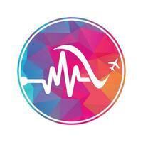 pulse viaggio logo modello design vettore. cuore battere e aereo vettore logo design icona.