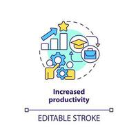 è aumentato produttività concetto icona. Ottimizzare efficienza. economico crescita. professionale sviluppo. formazione programma astratto idea magro linea illustrazione. isolato schema disegno. modificabile ictus vettore