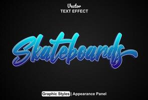 skateboard testo effetto con blu colore grafico stile e modificabile. vettore
