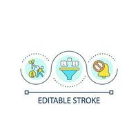 girare via notifiche ciclo continuo concetto icona. informazione sovraccarico. Come per fermare a scorrimento astratto idea magro linea illustrazione. isolato schema disegno. modificabile ictus vettore