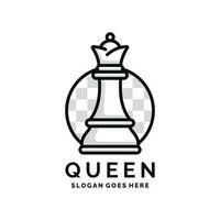 Regina scacchi logo design vettore illustrazione