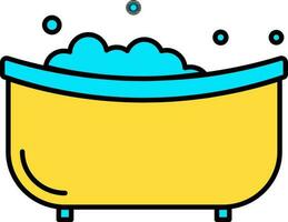 illustrazione di vasca da bagno icona nel blu e giallo colore. vettore