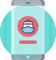 crociera prenotazione App nel smartphone icona su blu sfondo. vettore