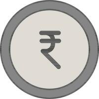 piatto stile indiano rupia icona nel grigio colore. vettore