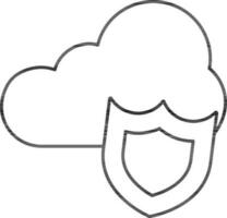 nube protetta scudo icona nel piatto stile. vettore