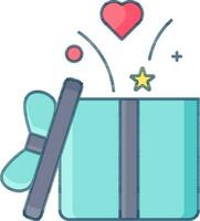 vettore illustrazione di Aperto regalo scatola icona nel blu colore.