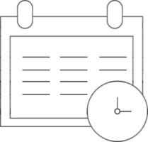 orologio e calendario icona nel linea arte. vettore