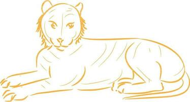 piatto linea arte illustrazione di tigre. vettore
