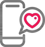 preferito o amore Messaggio nel smartphone linea icona. vettore