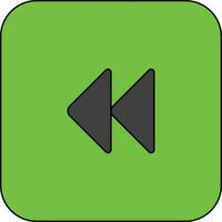 riavvolgere pulsante icona nel verde sfondo con ictus per multimedia. vettore