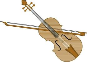Marrone violino e arco. vettore