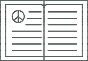 cartello di pace su libro. vettore