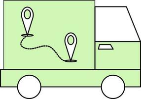 puntamento consegna camion icona nel verde e bianca colore. vettore