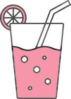 limonata bicchiere icona nel rosa e bianca colore. vettore