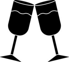 Champagne bicchiere icona nel nero e bianca colore. vettore