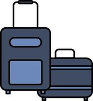 piatto stile bagaglio o valigia icona nel blu colore. vettore