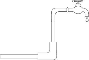 nero linea arte acqua linguetta con caduta far cadere. vettore