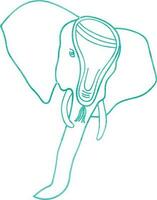 piatto linea arte illustrazione di un elefante viso. vettore