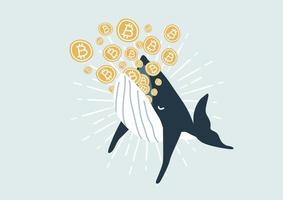 balena che mangia bitcoin vettore