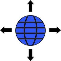 blu e nero globo con frecce. vettore