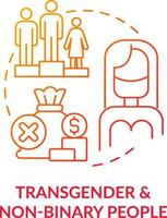 transgender e non binario persone rosso pendenza concetto icona. genderfluid individui. diverso barriere di fronte astratto idea magro linea illustrazione. isolato schema disegno vettore