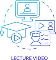 conferenza video blu pendenza concetto icona. microapprendimento esempio astratto idea magro linea illustrazione. pedagogico attrezzo. in linea corso. isolato schema disegno vettore