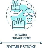 ricompensa Fidanzamento turchese concetto icona. lealtà programma. cliente Fidanzamento strategia astratto idea magro linea illustrazione. isolato schema disegno. modificabile ictus vettore