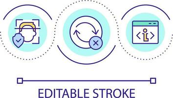 utente identità verifica ciclo continuo concetto icona. facciale riconoscimento. sensibile informazione protezione astratto idea magro linea illustrazione. isolato schema disegno. modificabile ictus vettore