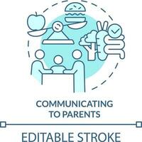 comunicare per genitori turchese concetto icona. scuola nutrizione per mentale Salute astratto idea magro linea illustrazione. isolato schema disegno. modificabile ictus vettore