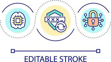 Ripristina dimenticato account parola d'ordine ciclo continuo concetto icona. sicurezza informatica astratto idea magro linea illustrazione. parola d'ordine recupero. computer sicurezza. isolato schema disegno. modificabile ictus vettore