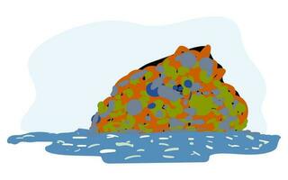 montagne di spazzatura nel il oceani e fiumi. motivazionale illustrazione proteggere nostro oceani a partire dal plastica inquinamento. piatto vettore illustrazione mano disegnato clip arte