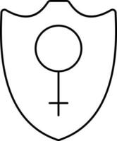 femmina Genere simbolo scudo nero ictus icona. vettore